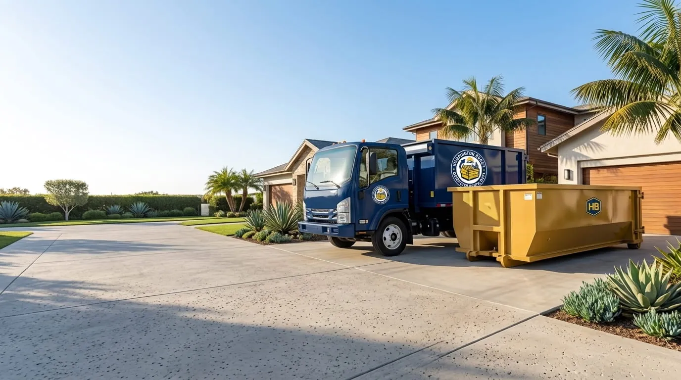 Aerial view of a Huntington Beach CA neighborhood served by Huntington Beach Dumpster Rental Guys